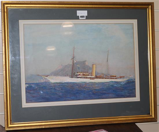 Gregory Robinson (1876-1967) steam yacht off Gibraltar 37 x 54cm